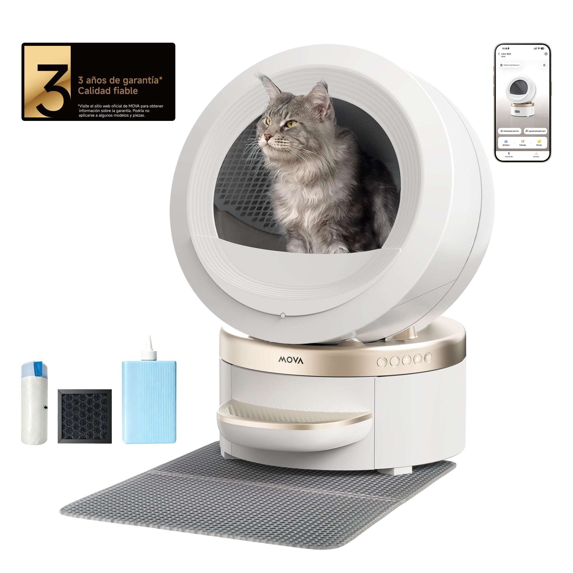 Arenero inteligente para gatos MOVA MeowgicPod LR10 Prime