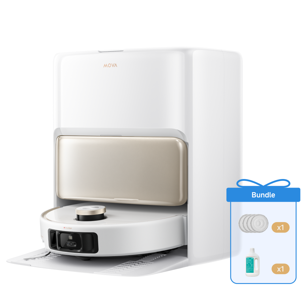 MOVA V50 Ultra Complete Blanco + Almohadilla de mopa + Detergente para suelos