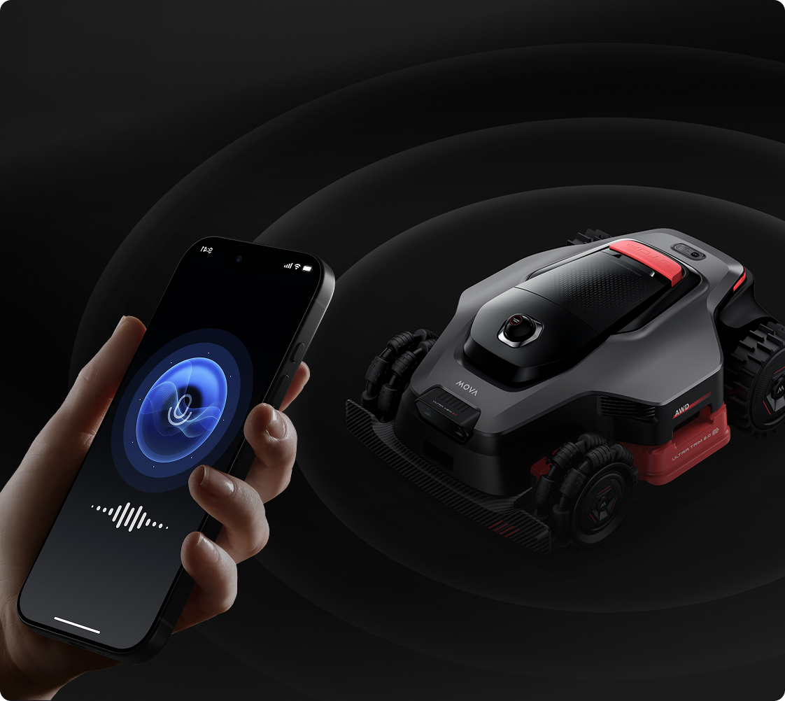 Audio en directo - Habla a través del cortacésped para detectar desconocidos en tu jardín.