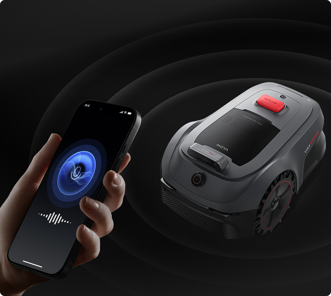 Audio en directo - Habla a través del cortacésped para detectar desconocidos en tu jardín.